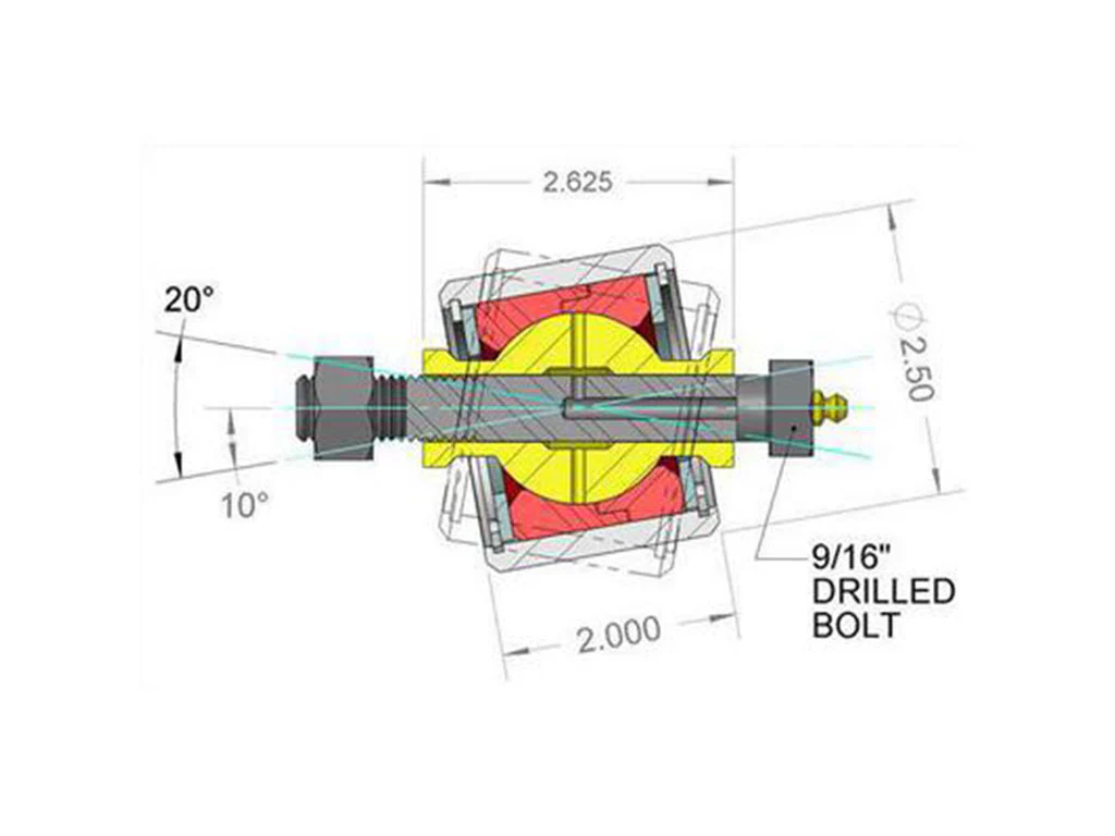 2.625" Builder Flex Joint with 14mm (9/16") Bore Hole with Greaseable Bolt - Image 2