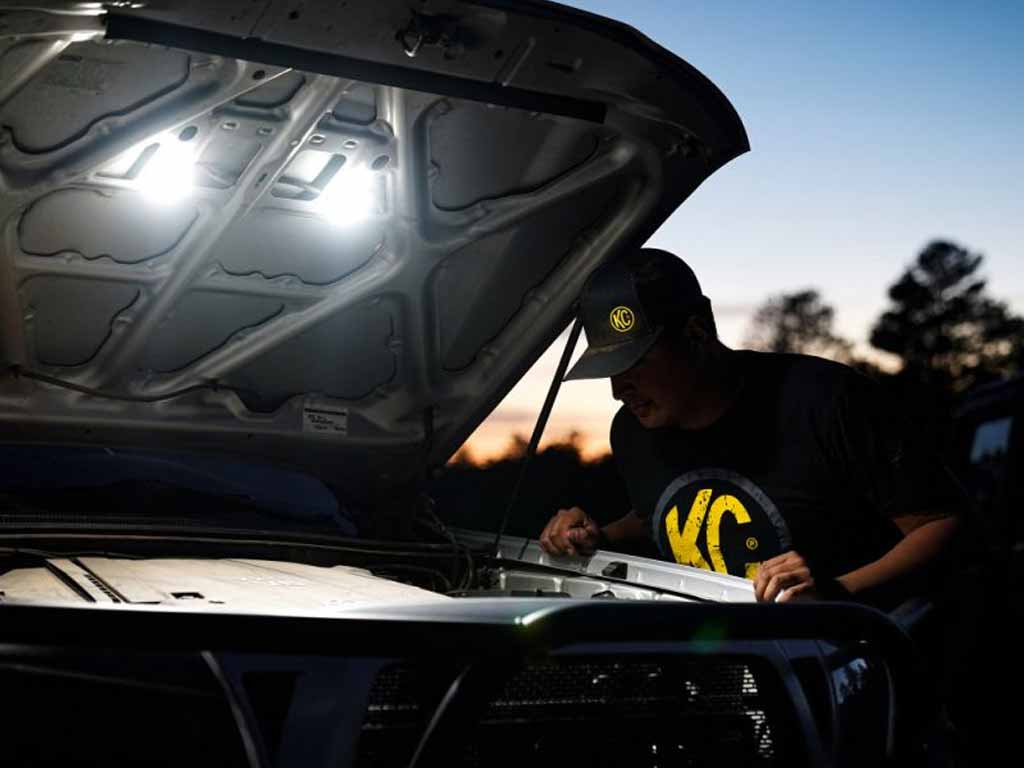 KC Hilites Cyclone LED - 2-Light Universal Under Hood Lighting System - 5W Flood Beam - Image 2