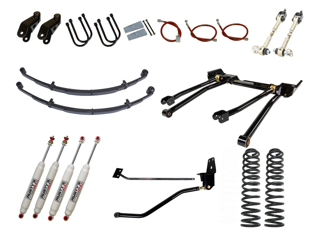 Rusty's XJ Cherokee 4.5" Long Travel Kit with 3" Rear Leaf Springs and 1.5" Extended Shackles - Image 2